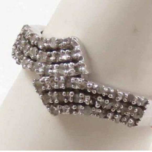925 Sterling Silver Ladies Cocktail Diamond Ring Size 8 (3.3g)